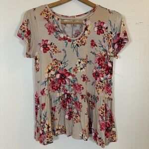 Crepas Floral Blouse Keyhole Neck Ruffle Cottagecore Prairie Boho Coastal Modest